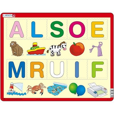 Opettavaiset pelit taaperoille ja leikki-ikäisille: Paras opas 5 Larsen Isot kirjaimet kuvilla LS1 -palapeli